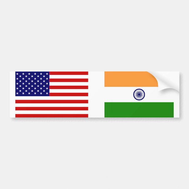 Autocollant De Voiture Drapeaux américains et indiens (Devant)