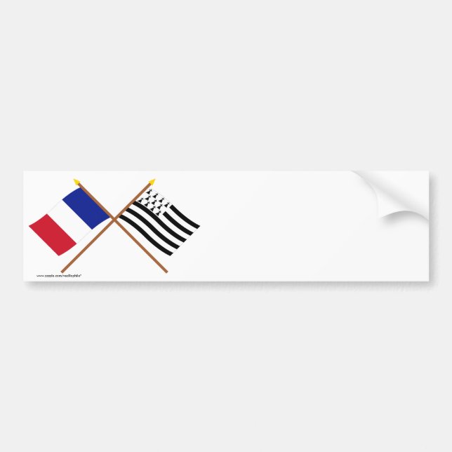 Autocollant De Voiture Drapeaux croisés de la France et de la Bretagne (Devant)