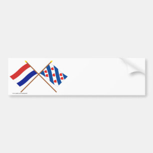 Autocollant De Voiture Drapeaux croisés de la Hollande et de la Frise