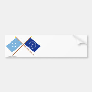 Autocollant De Voiture Drapeaux croisés de la Micronésie et du Chuuk