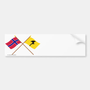 Autocollant De Voiture Drapeaux croisés de la Norvège et du Telemark