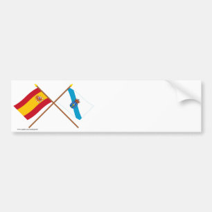 Autocollant De Voiture Drapeaux croisés de l'Espagne et de la Galicie