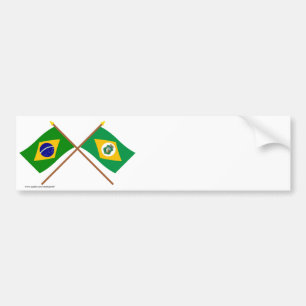 Autocollant De Voiture Drapeaux croisés du Brésil et du Ceará