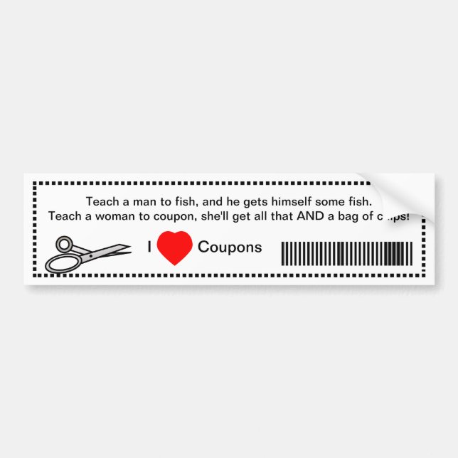Autocollant De Voiture Drôle Apprendre À L'Homme À Poisson J'Aime Coupons (Devant)