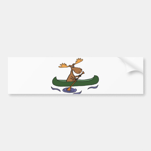 Autocollant De Voiture Drôle Moose Canoeing Cartoon (Devant)