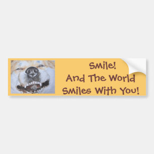 Autocollant De Voiture drôle photo akita de chien souriant avec slogan
