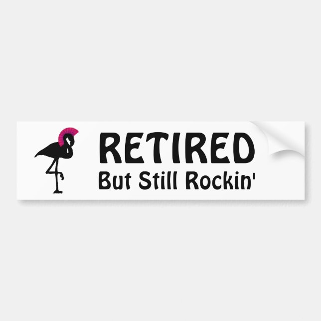 Autocollant De Voiture Drôle Retraité mais toujours Flamant rose Rockin (Devant)