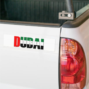 Autocollant De Voiture Dubaï Ville EAU Drapeau couleurs Typographie