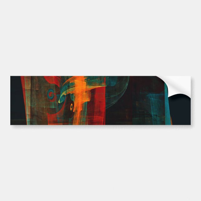 Autocollant De Voiture Eau Orange Rouge Bleu moderne Art Abstrait Motif (Devant)