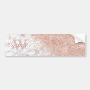Autocollant De Voiture Élégant faux rose en or confetti image en marbre b