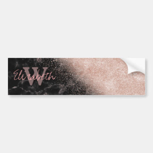 Autocollant De Voiture Élégant faux rose en or confetti image en marbre n