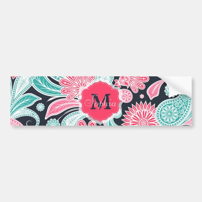 Autocollant De Voiture Elégant motif floral paisley tendance (Devant)