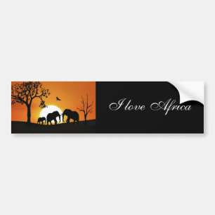 Autocollant De Voiture Éléphants au coucher du soleil