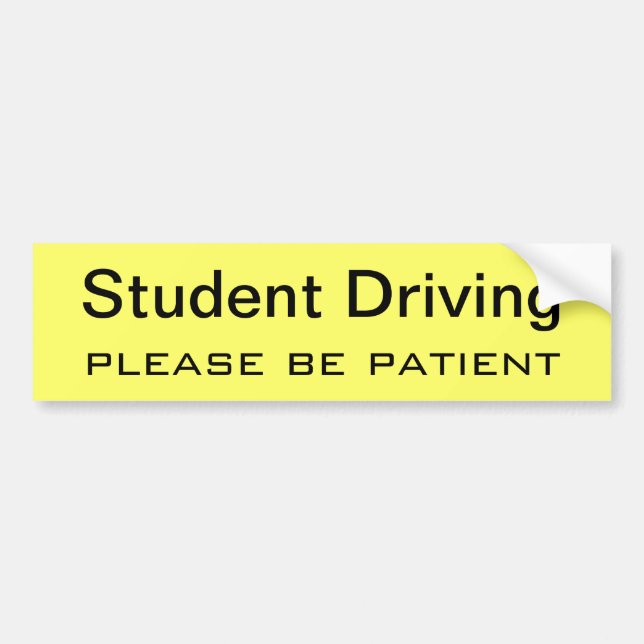 Autocollant De Voiture Élève au volant, veuillez être patient jaune (Devant)