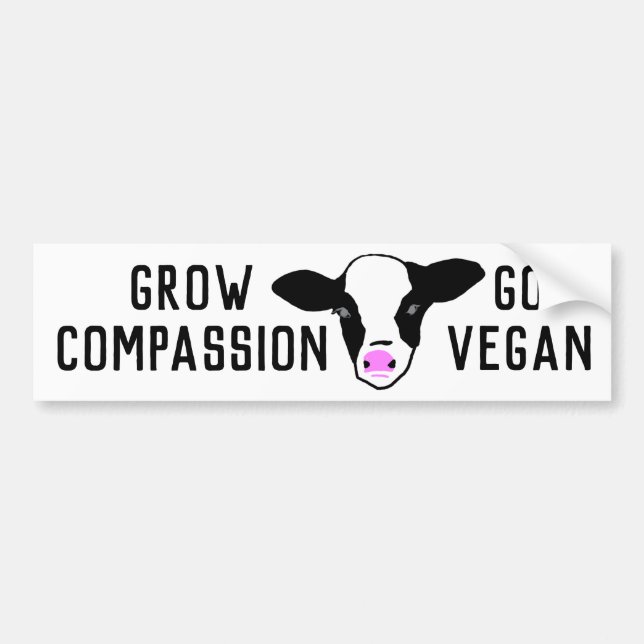 Autocollant De Voiture Élevez la compassion - vont le végétalien - vache (Devant)