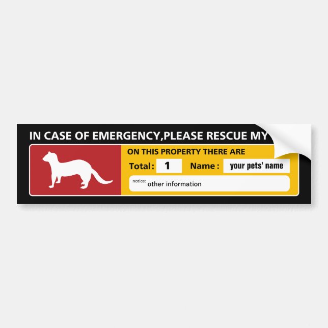 Autocollant De Voiture Emergency Sticker (ferret) (Devant)