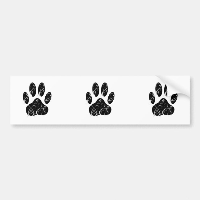 Autocollant De Voiture Empreinte de patte Chien Noir Avec Flouris Blanc (Devant)