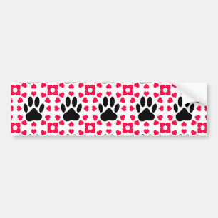 Autocollant De Voiture Empreinte de patte Chien Noir Avec Formes Cardiaqu