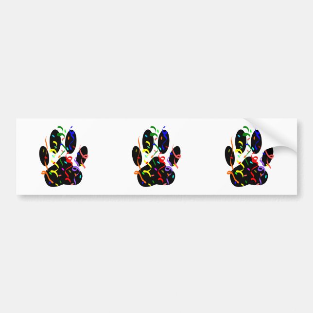 Autocollant De Voiture Empreinte de patte De Chien Avec Confetti Et Strea (Devant)