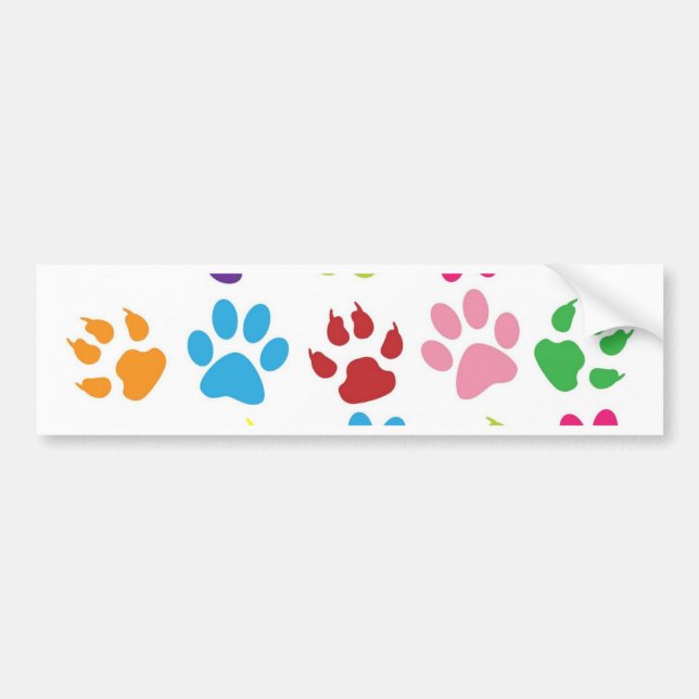 Autocollant De Voiture Empreintes de pattes multicolores (Devant)