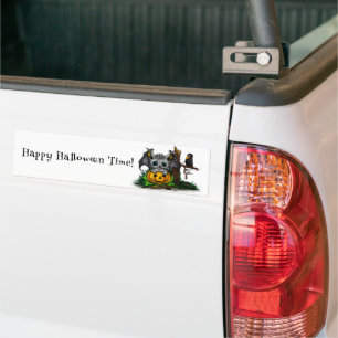 Autocollant De Voiture En attente d'Halloween, Bat mignonne et Corbeau