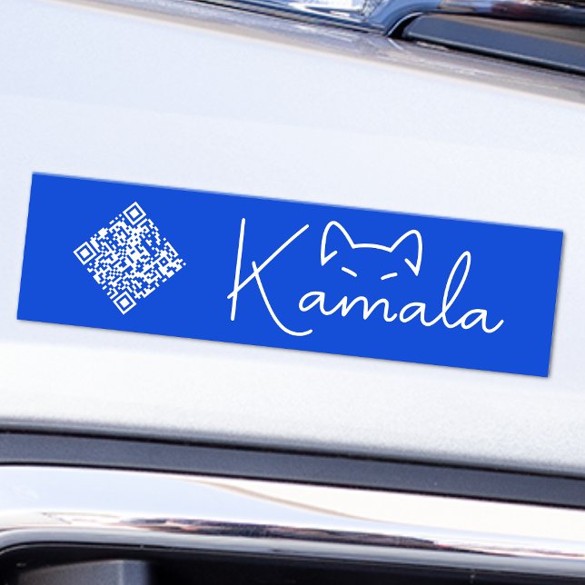 Autocollant De Voiture 'Enfless Cat Lady' Kamala Harris Code QR personnal (Créateur téléchargé)