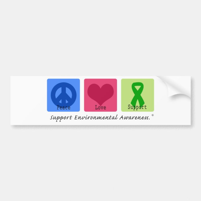 Autocollant De Voiture Environnement de soutien d'amour de paix (Devant)