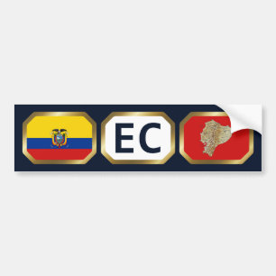 Autocollant De Voiture Equateur Code de la carte du drapeau