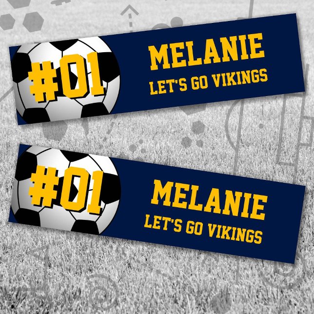 Autocollant De Voiture Équipe d'or de football de la Marine (Navy and Gold Soccer Let's Go Team Bumper Sticker. Celebrate your high school or college athlete.)