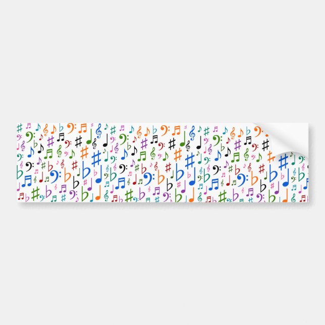 Autocollant De Voiture Essaim des notes musicales et des symboles (Devant)