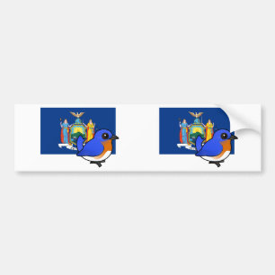 Autocollant De Voiture État Birdorable de New York : Oiseau bleu orienta