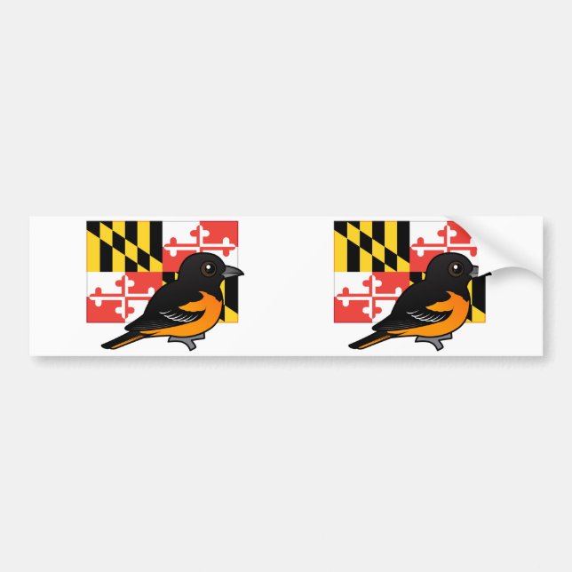 Autocollant De Voiture État Birdorable du Maryland : Baltimore Oriole (Devant)