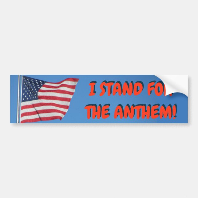 Autocollant De Voiture États-Unis : Je me tiens pour le drapeau de l'hymn (Devant)