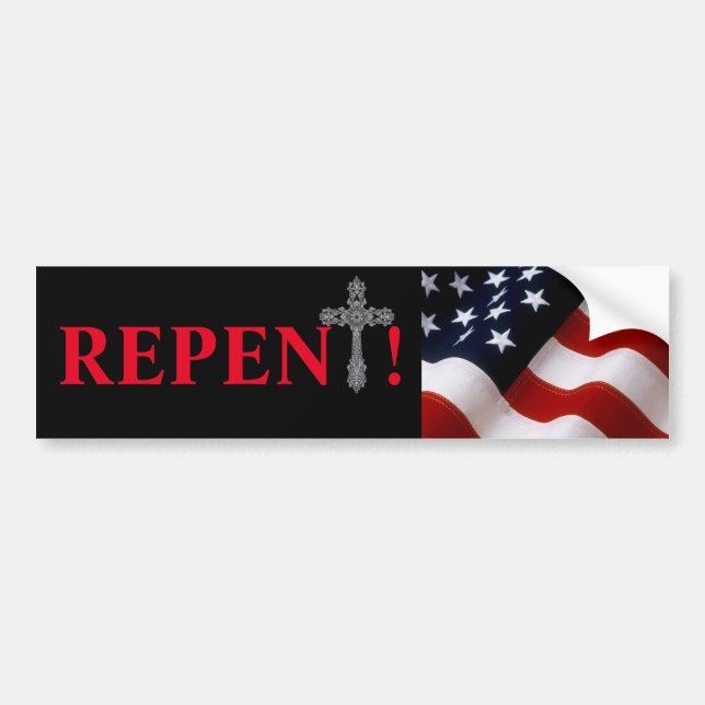 AUTOCOLLANT DE VOITURE ÉTATS-UNIS REPENT BUMPER STICKER (Devant)