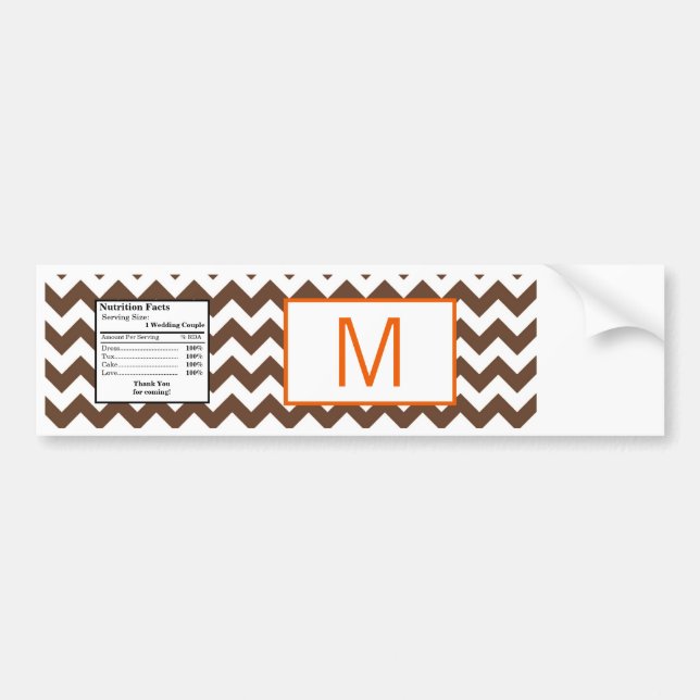 Autocollant De Voiture Étiquette de bouteille d'eau Brown Orange Chevron  (Devant)