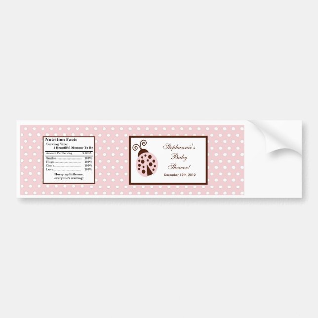 Autocollant De Voiture Étiquette de bouteille d'eau rose Ladybug (Devant)