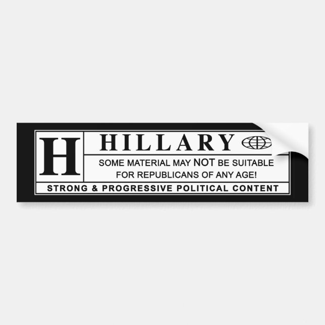Autocollant De Voiture Étiquette de mise en garde de Hillary Clinton (Devant)