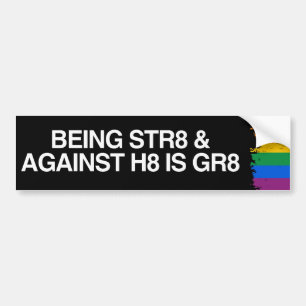 AUTOCOLLANT DE VOITURE ÊTRE STR8 CONTRE H8 EST GR8 - .PNG