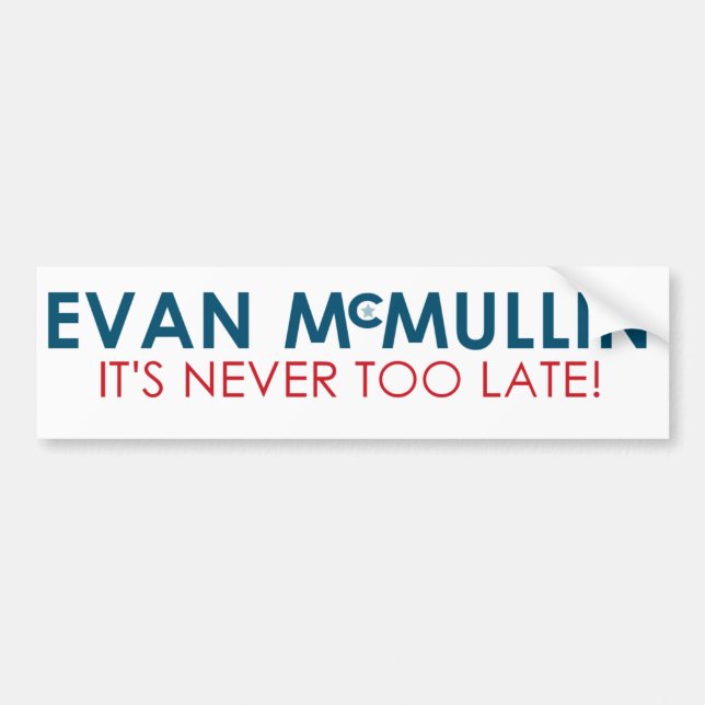 Autocollant De Voiture Evan McMullin - il n'est jamais trop tard (Devant)