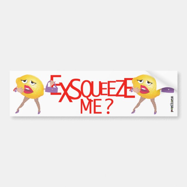 Autocollant De Voiture "exsqueeze je ?" citron drôle humoristique (Devant)