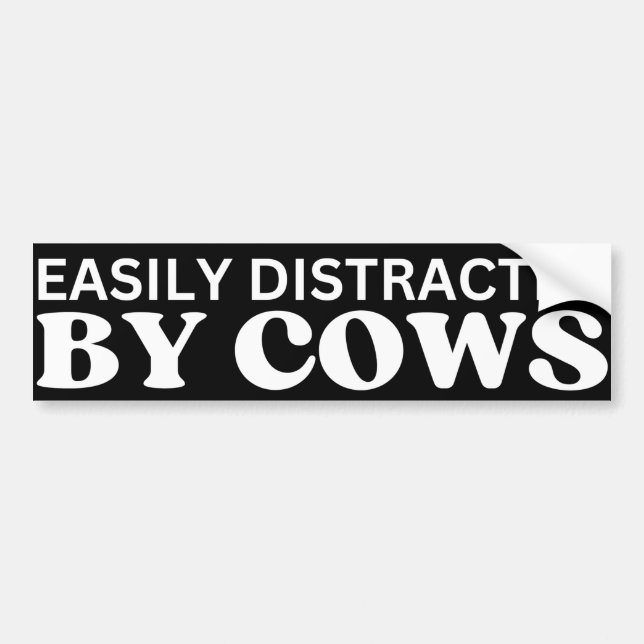 Autocollant De Voiture Facilement Distrait Par Les Vaches (Devant)