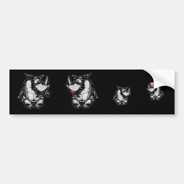 Autocollant De Voiture Famille de rhinocéros (Devant)