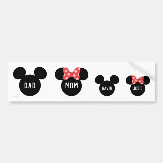 Autocollant De Voiture Famille Mickey & Minnie personnalisée (Devant)