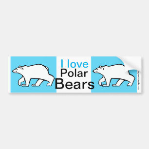 Autocollant De Voiture Faune - J'aime les OURS POLAIRES - Nature - Bleu a