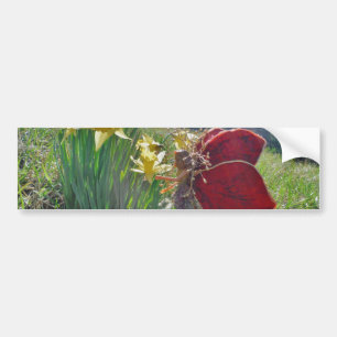 Autocollant De Voiture fée à aile rouge et jonquilles