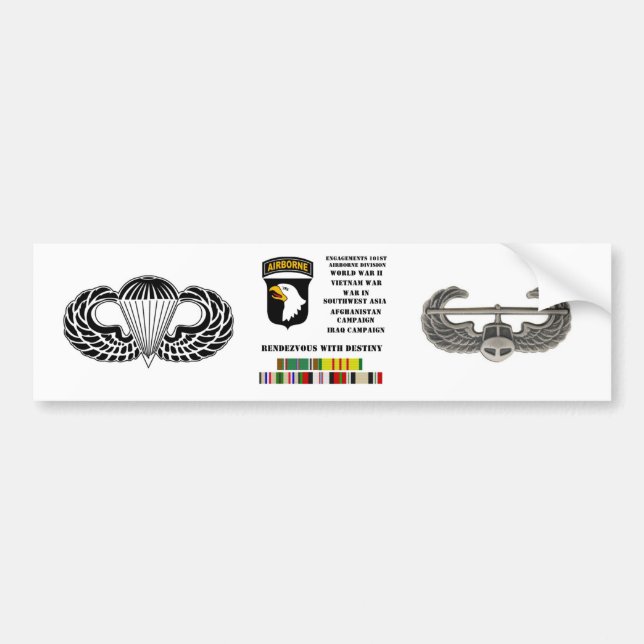 Autocollant De Voiture Fiançailles de la 101st Division Aéroportée (Devant)