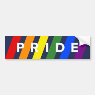 Autocollant De Voiture FIDE Diagonal LGBT Rainbow Stripes sur Navy Blue