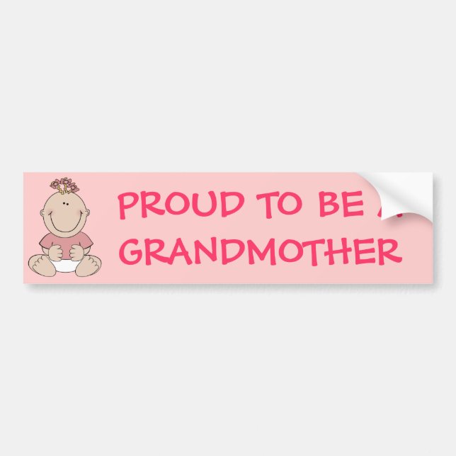 Autocollant De Voiture FIER D'ÊTRE un bébé de rose de GRAND-MÈRE (Devant)