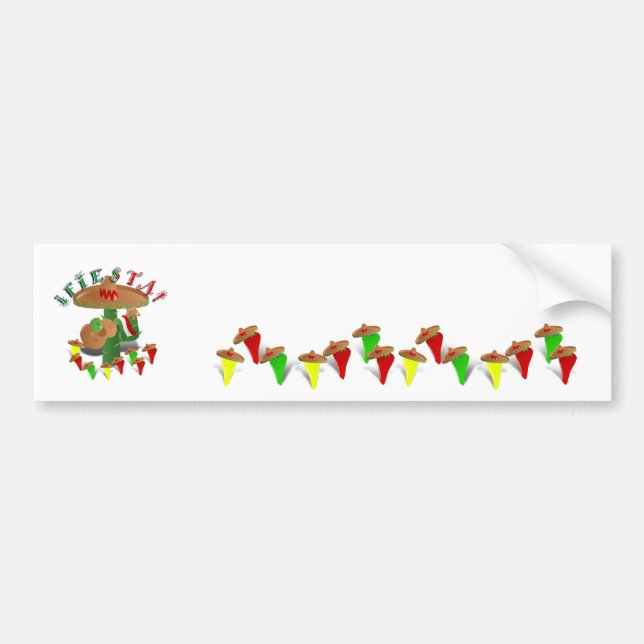 Autocollant De Voiture Fiesta Cactus avec Sombrero & Guitare (Devant)