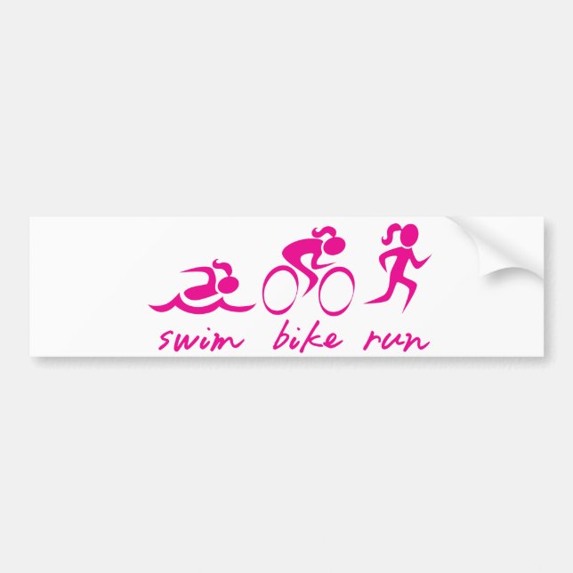 Autocollant De Voiture Fille courue par vélo de bain tri (Devant)